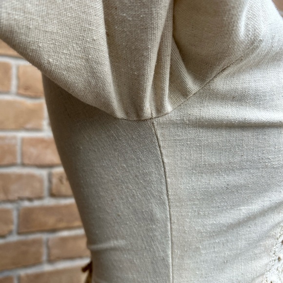 Vintage 1970s Gunne Sax Black Label Prairie style dress - burlap/cotton/ flax - Picture 7 of 15